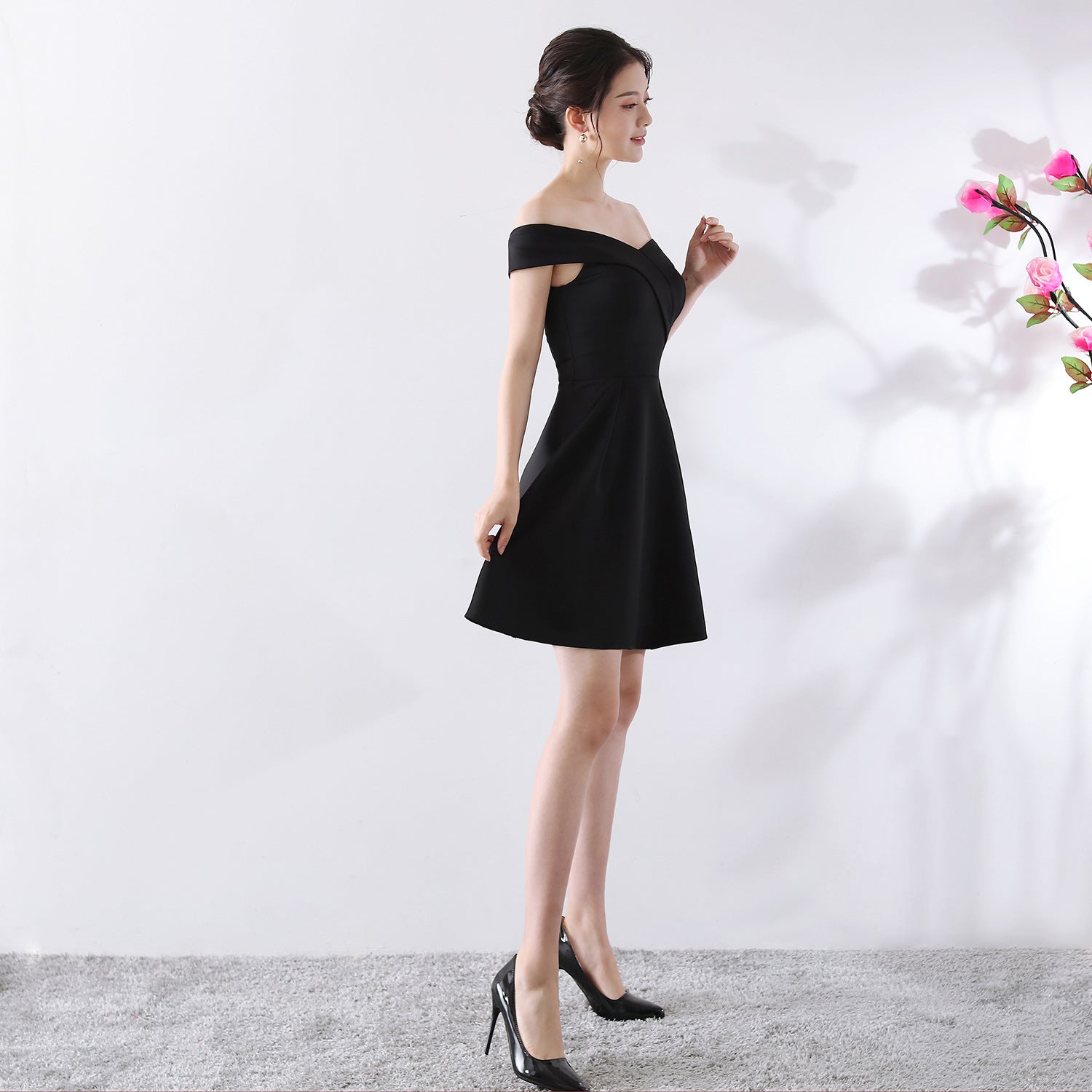 Off-the-Shoulder Wedding Cocktail Dress