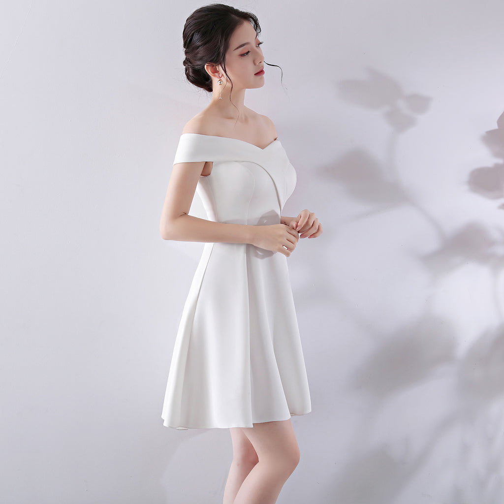 Off-the-Shoulder Wedding Cocktail Dress