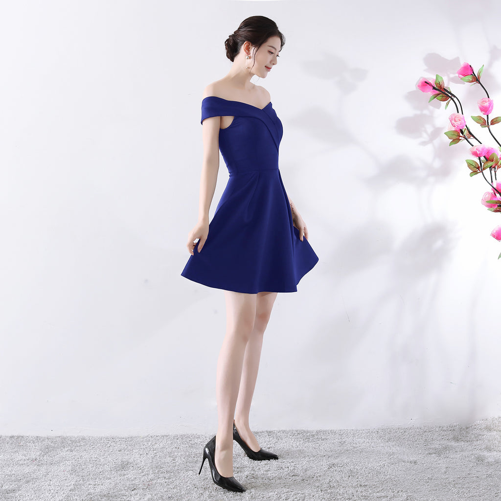 Off-the-Shoulder Wedding Cocktail Dress