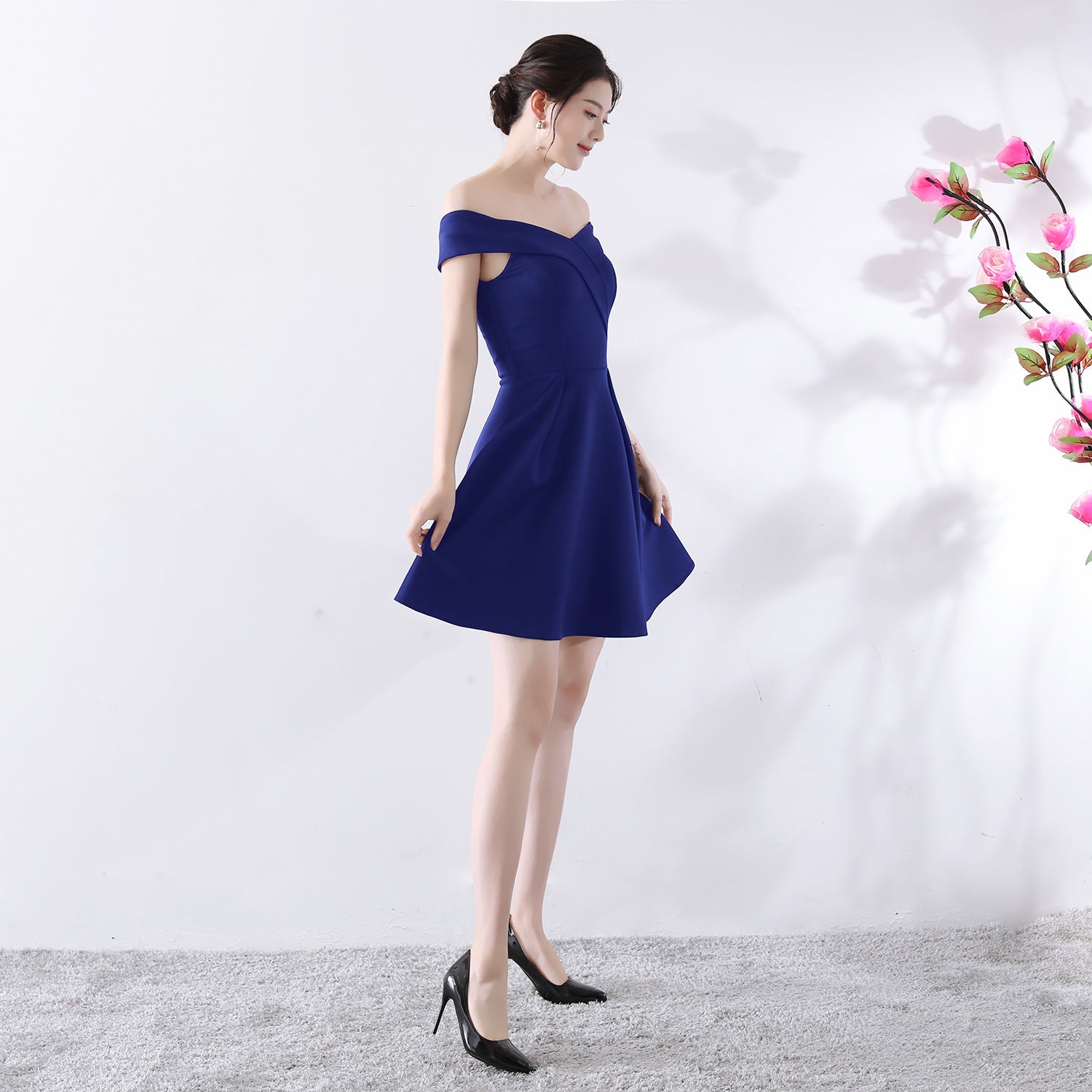 Off-the-Shoulder Wedding Cocktail Dress