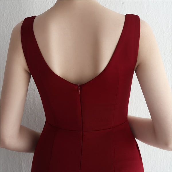 Elegant Satin Mermaid Gown with Slit & Beading