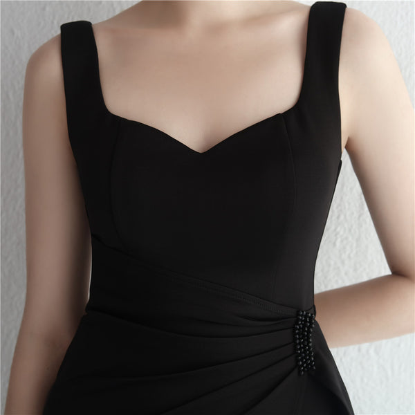 Elegant Satin Mermaid Gown with Slit & Beading