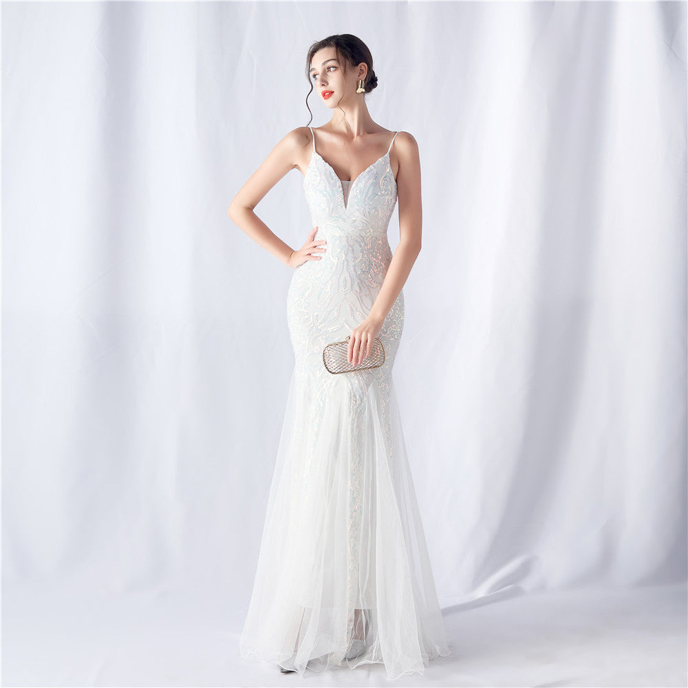 2024 High-End Sequin & Tulle Gown with Floral Appliques