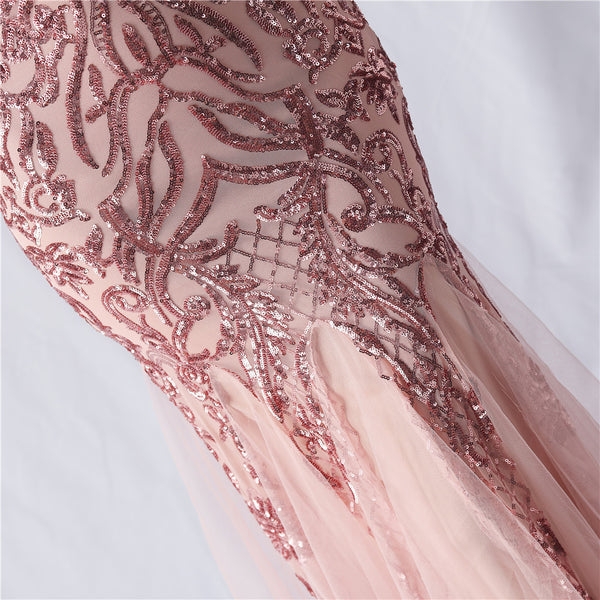 2024 High-End Sequin & Tulle Gown with Floral Appliques