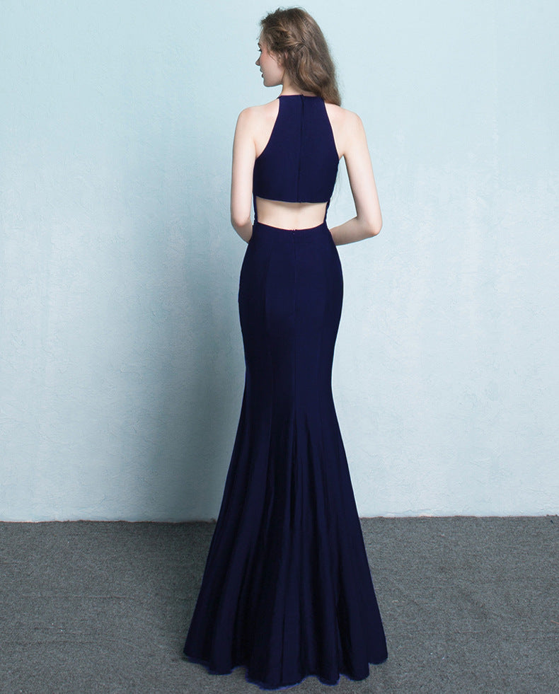 Svatební šaty mořská panna s halter výstřihem na svatební hostiny