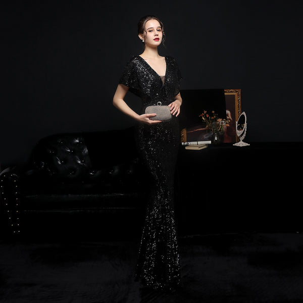 Checkered Sequin Mermaid Gown for Formal Events