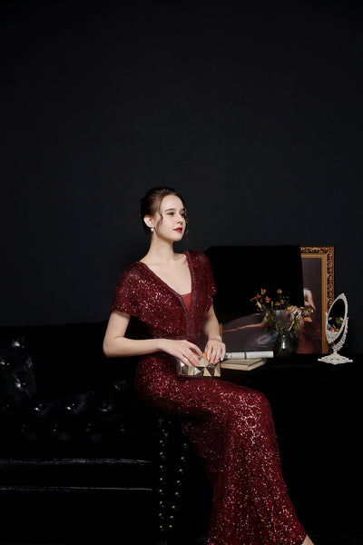 Checkered Sequin Mermaid Gown for Formal Events