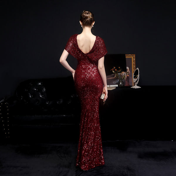 Checkered Sequin Mermaid Gown for Formal Events