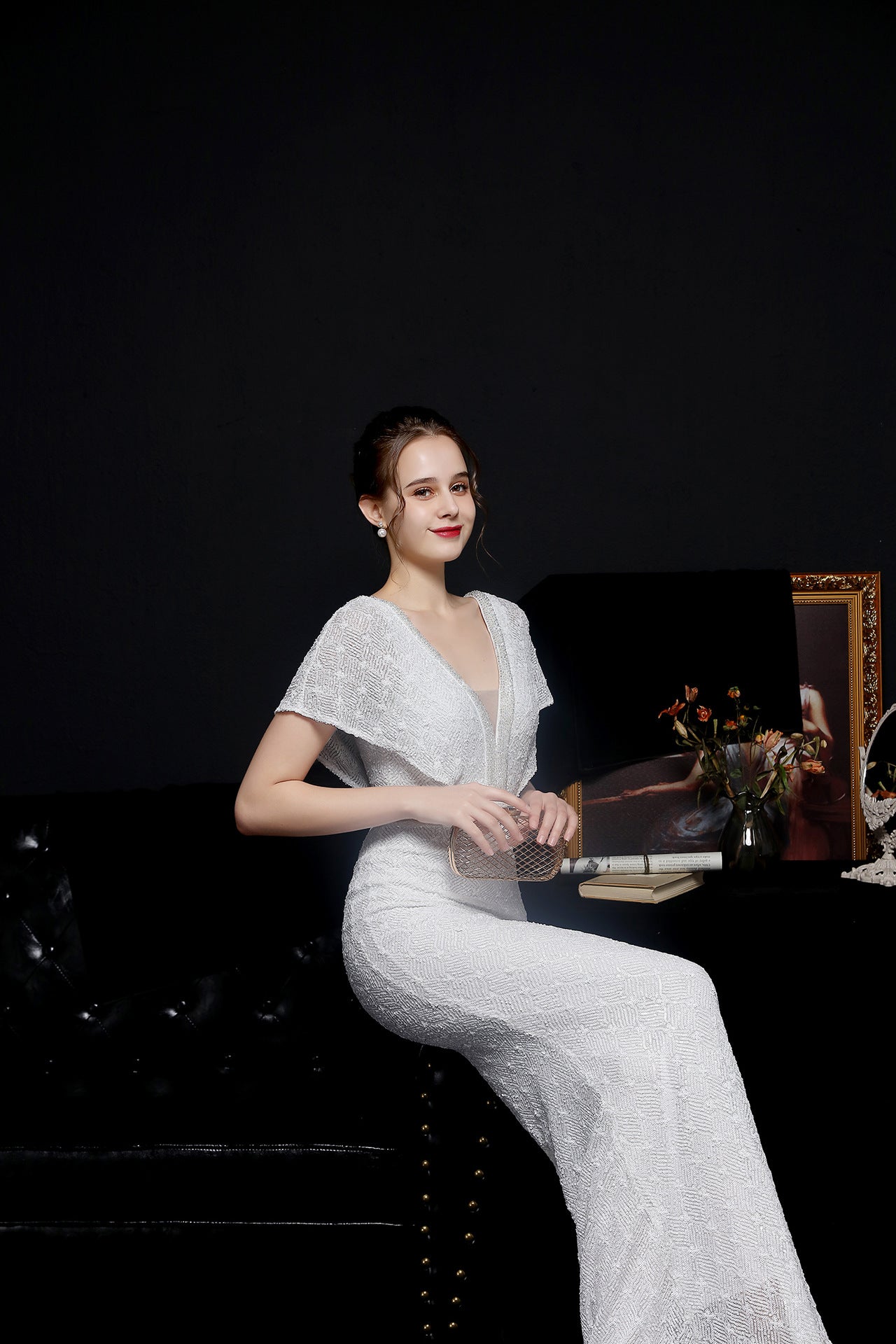 Checkered Sequin Mermaid Gown for Formal Events