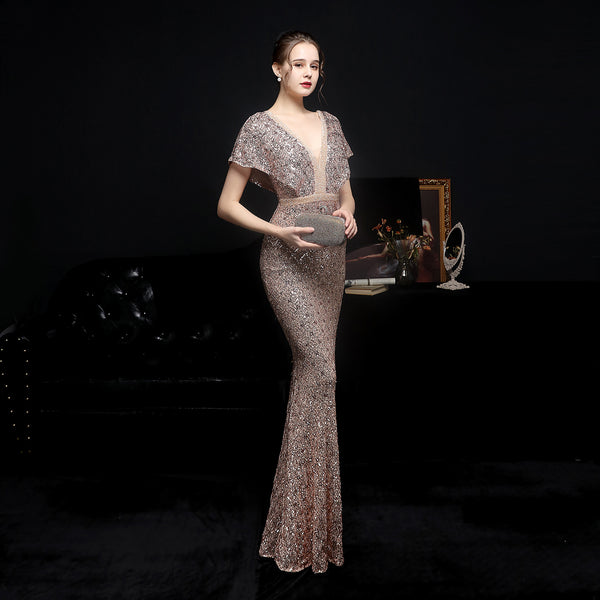 Checkered Sequin Mermaid Gown for Formal Events