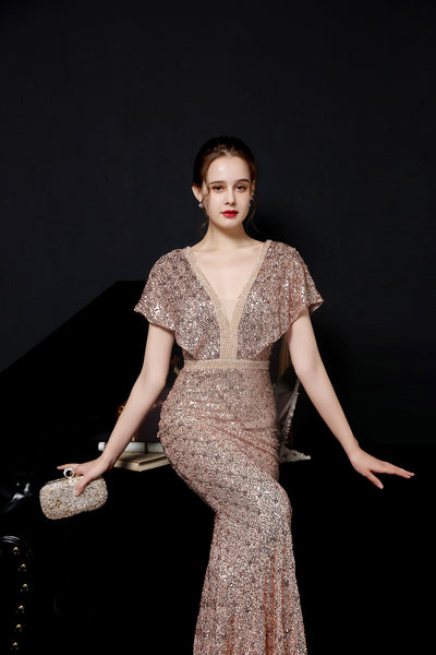 Checkered Sequin Mermaid Gown for Formal Events