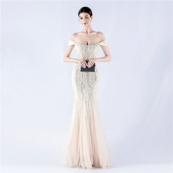 Embellished Sequin & Tulle Evening Gown for Galas & Performances