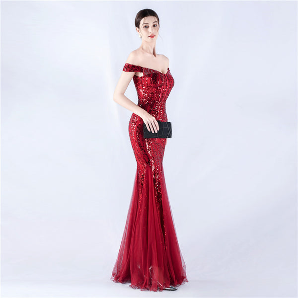 Embellished Sequin & Tulle Evening Gown for Galas & Performances