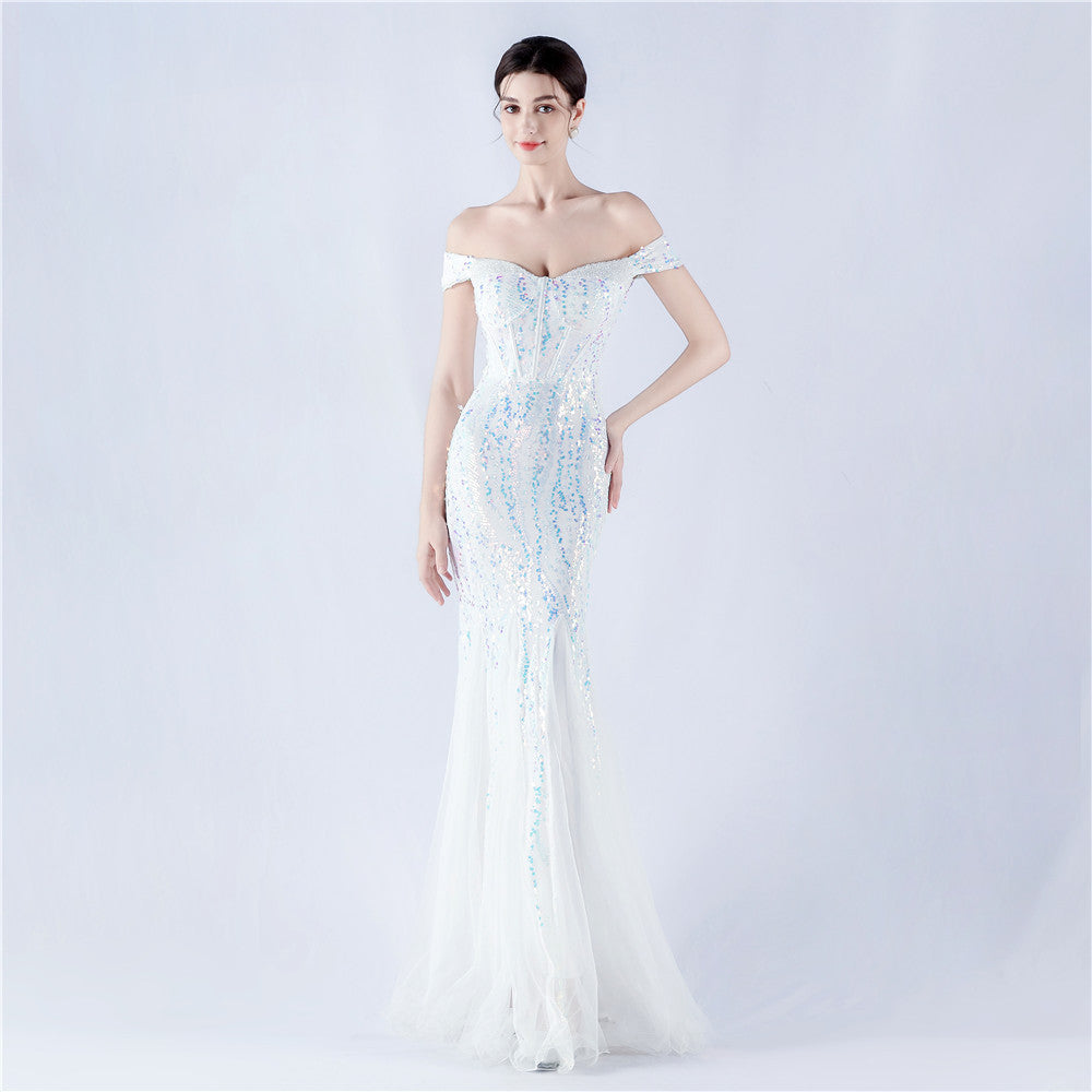 Embellished Sequin & Tulle Evening Gown for Galas & Performances