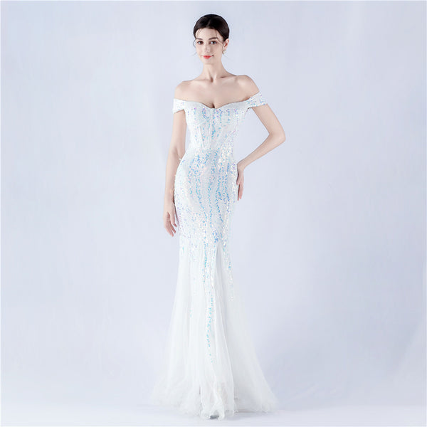 Embellished Sequin & Tulle Evening Gown for Galas & Performances