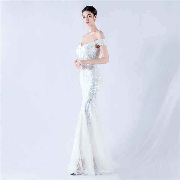 Embellished Sequin & Tulle Evening Gown for Galas & Performances