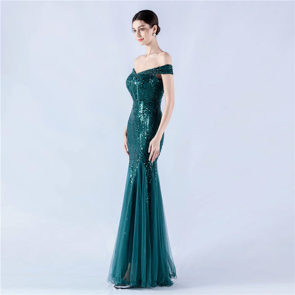 Embellished Sequin & Tulle Evening Gown for Galas & Performances