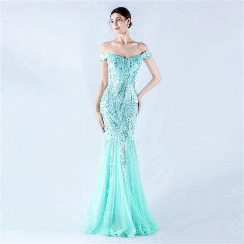 Embellished Sequin & Tulle Evening Gown for Galas & Performances