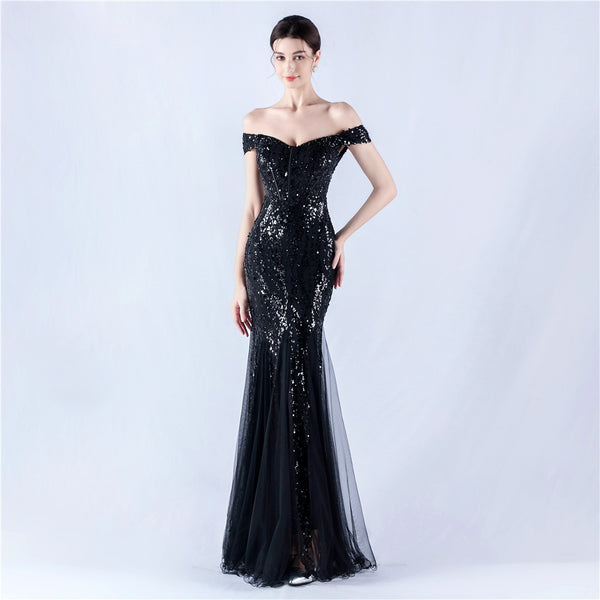 Embellished Sequin & Tulle Evening Gown for Galas & Performances