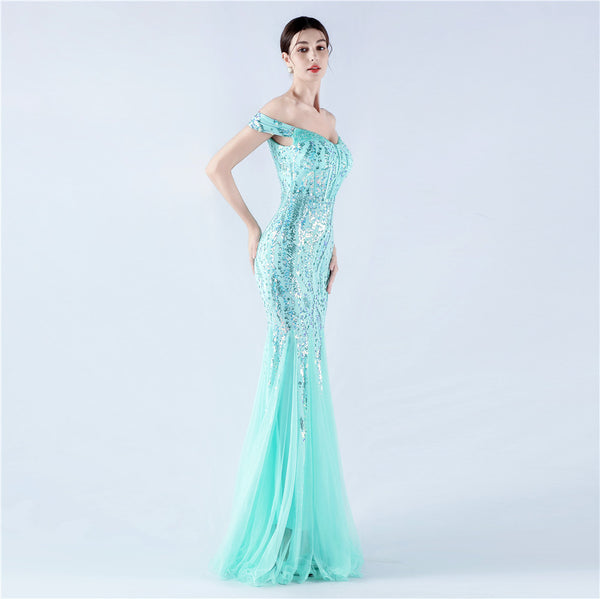 Embellished Sequin & Tulle Evening Gown for Galas & Performances