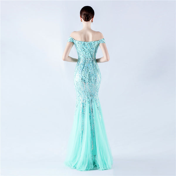 Embellished Sequin & Tulle Evening Gown for Galas & Performances