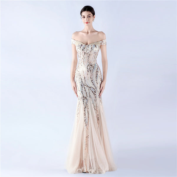 Embellished Sequin & Tulle Evening Gown for Galas & Performances
