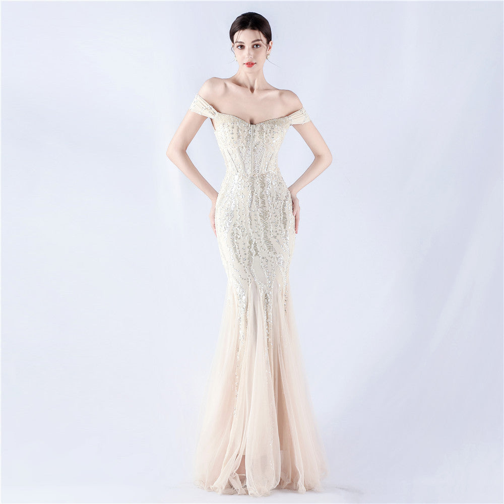 Embellished Sequin & Tulle Evening Gown for Galas & Performances