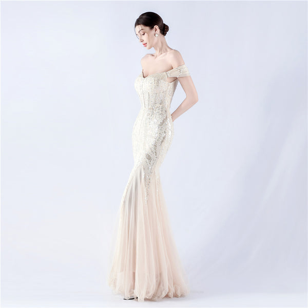 Embellished Sequin & Tulle Evening Gown for Galas & Performances