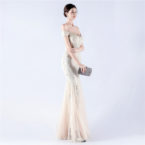Embellished Sequin & Tulle Evening Gown for Galas & Performances