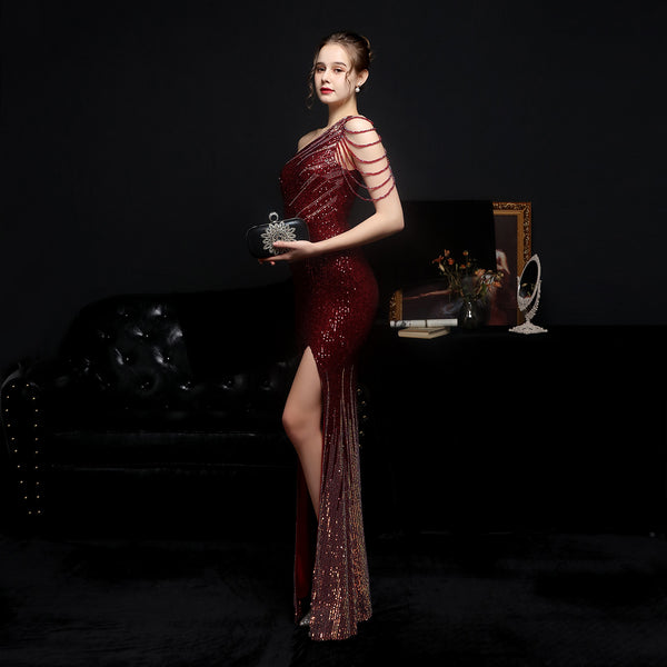 Iridescent Sequin Mermaid Gown for Parties & Weddings