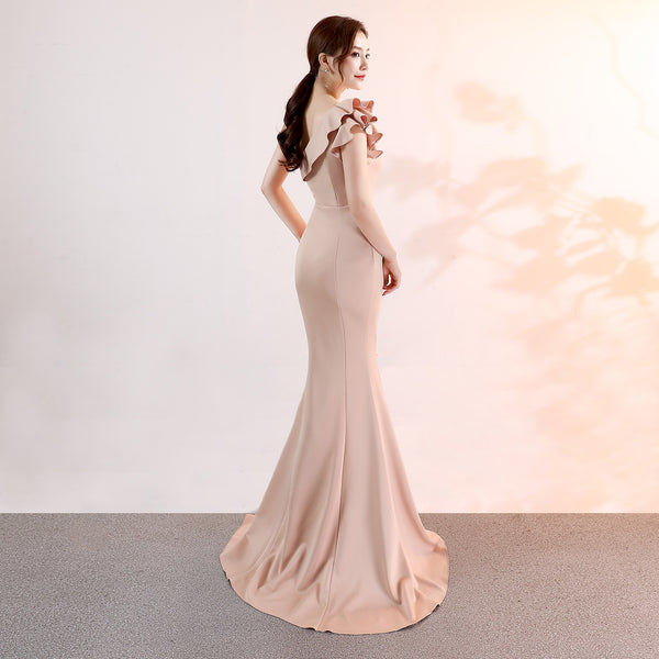Elegant Pink Mermaid Evening Gown - Slim & Sophisticated