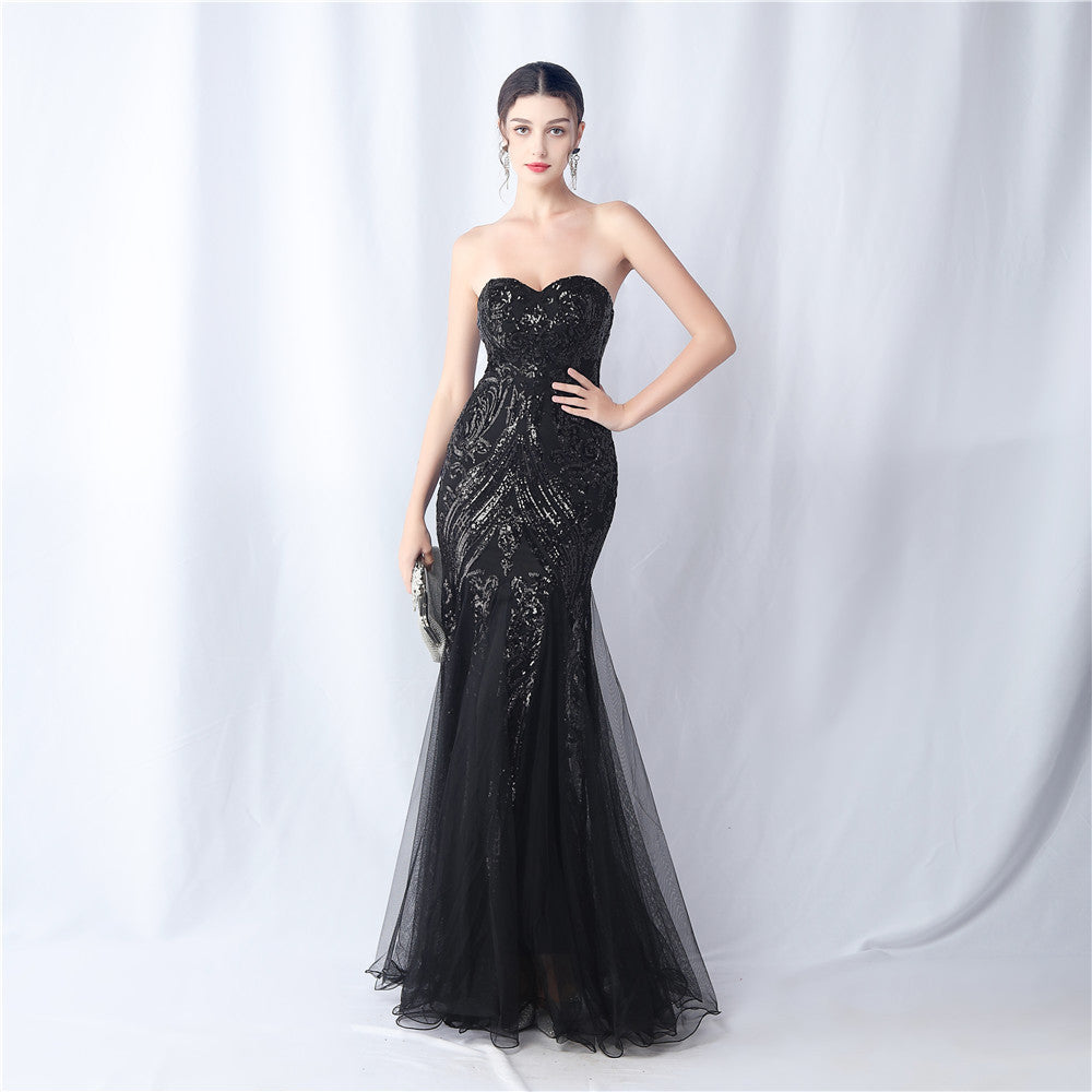 2024 Floral Sequin & Tulle Gown for Weddings & Banquets