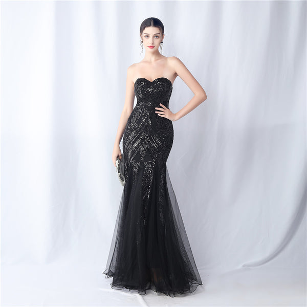2024 Floral Sequin & Tulle Gown for Weddings & Banquets