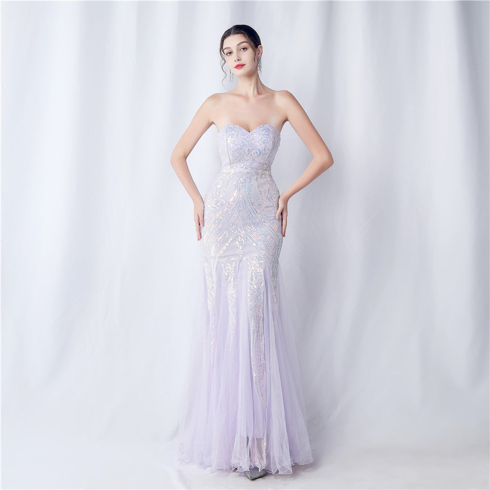 2024 Floral Sequin & Tulle Gown for Weddings & Banquets