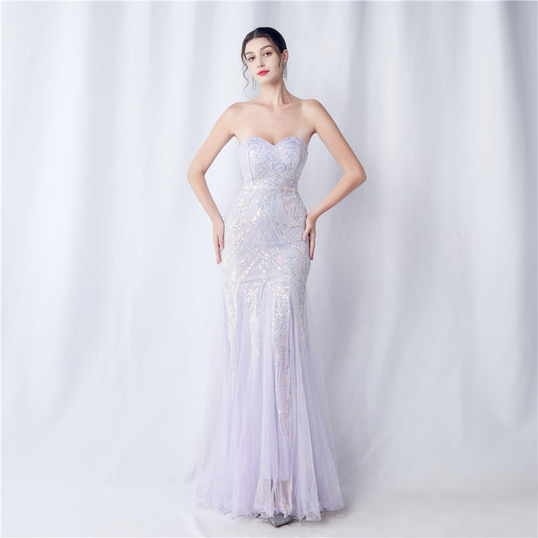 2024 Floral Sequin & Tulle Gown for Weddings & Banquets