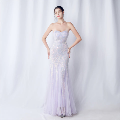 2024 Floral Sequin & Tulle Gown for Weddings & Banquets