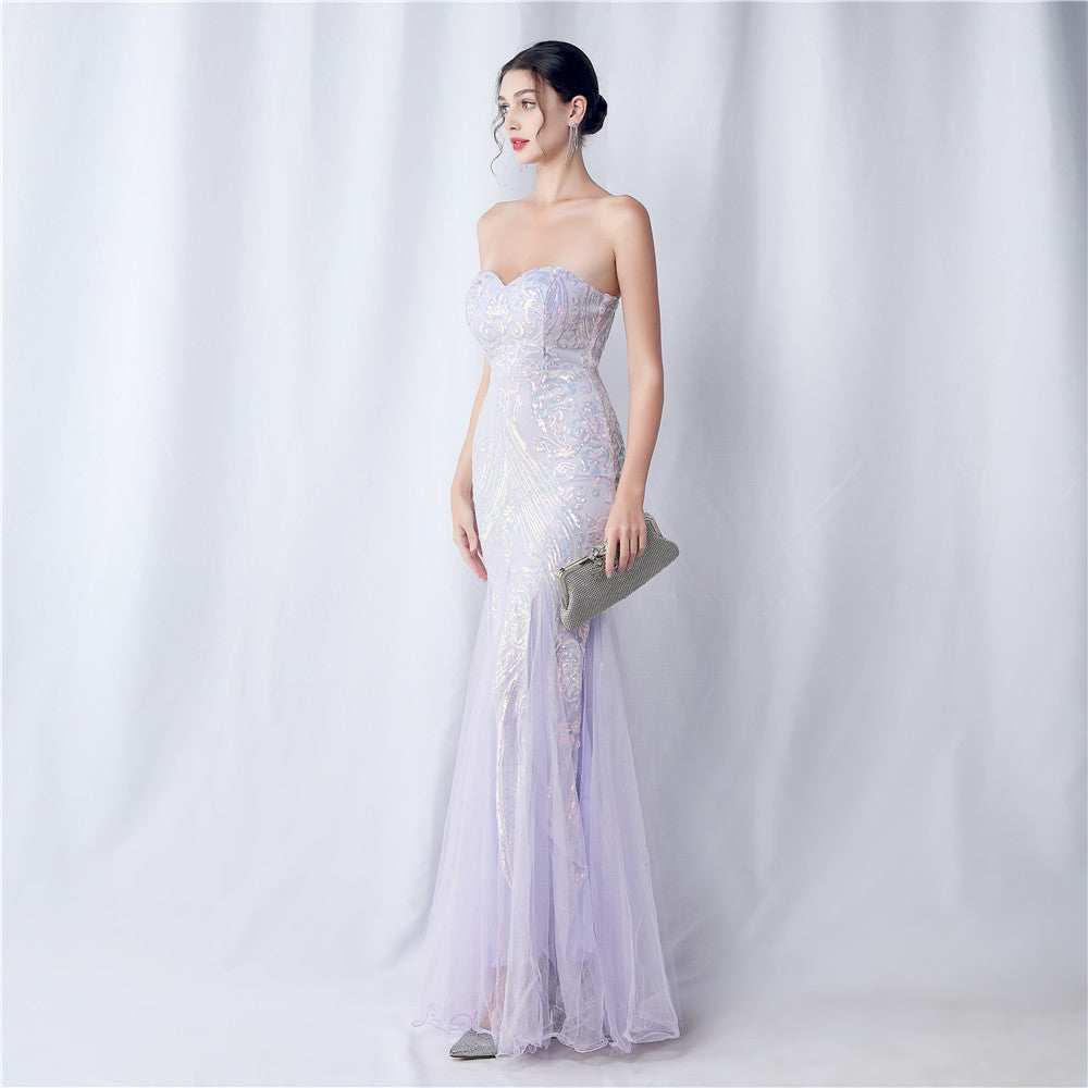 2024 Floral Sequin & Tulle Gown for Weddings & Banquets