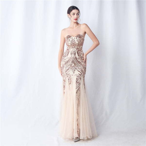 2024 Floral Sequin & Tulle Gown for Weddings & Banquets