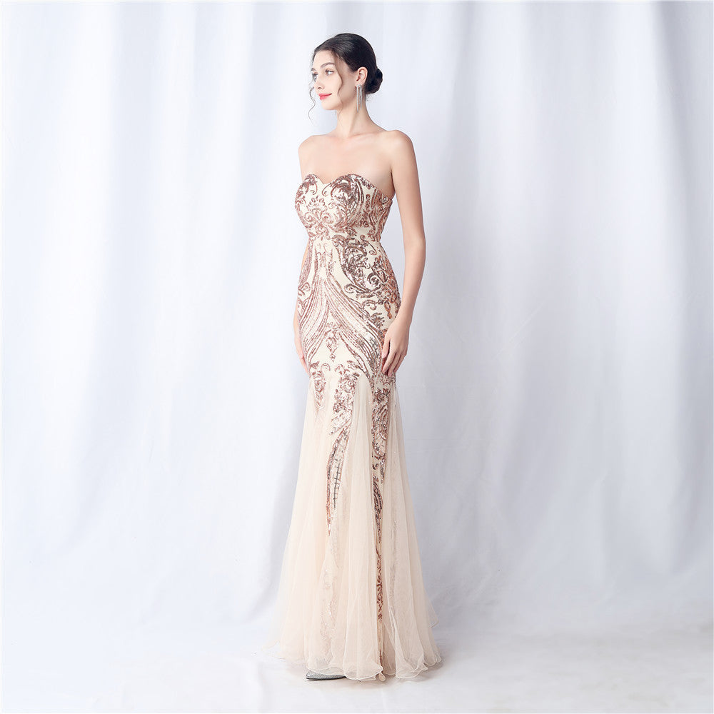 2024 Floral Sequin & Tulle Gown for Weddings & Banquets