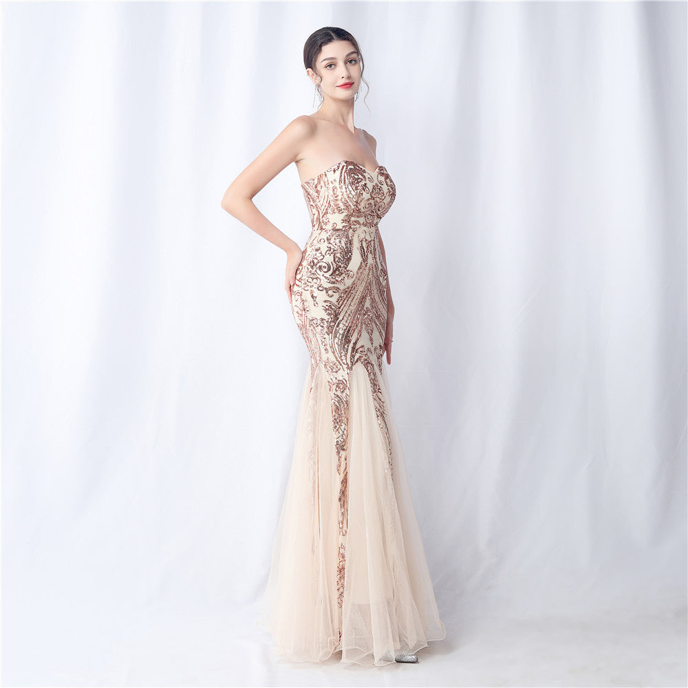 2024 Floral Sequin & Tulle Gown for Weddings & Banquets