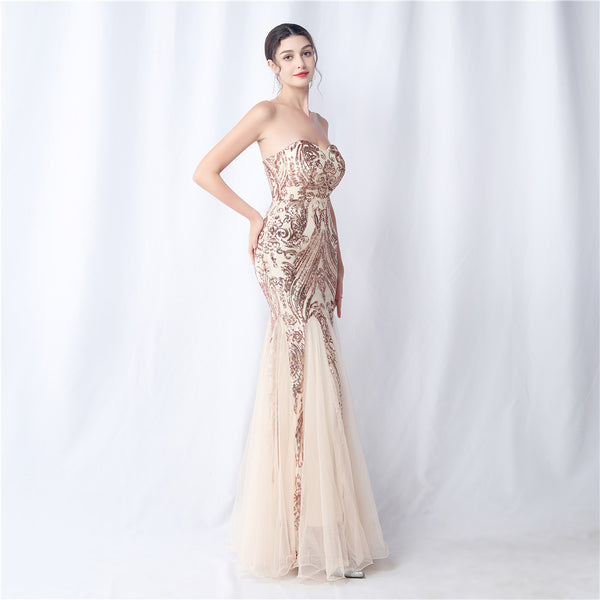 2024 Floral Sequin & Tulle Gown for Weddings & Banquets