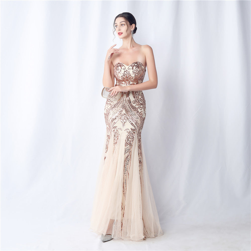 2024 Floral Sequin & Tulle Gown for Weddings & Banquets