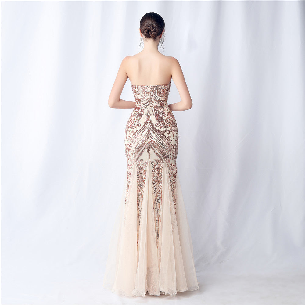 2024 Floral Sequin & Tulle Gown for Weddings & Banquets