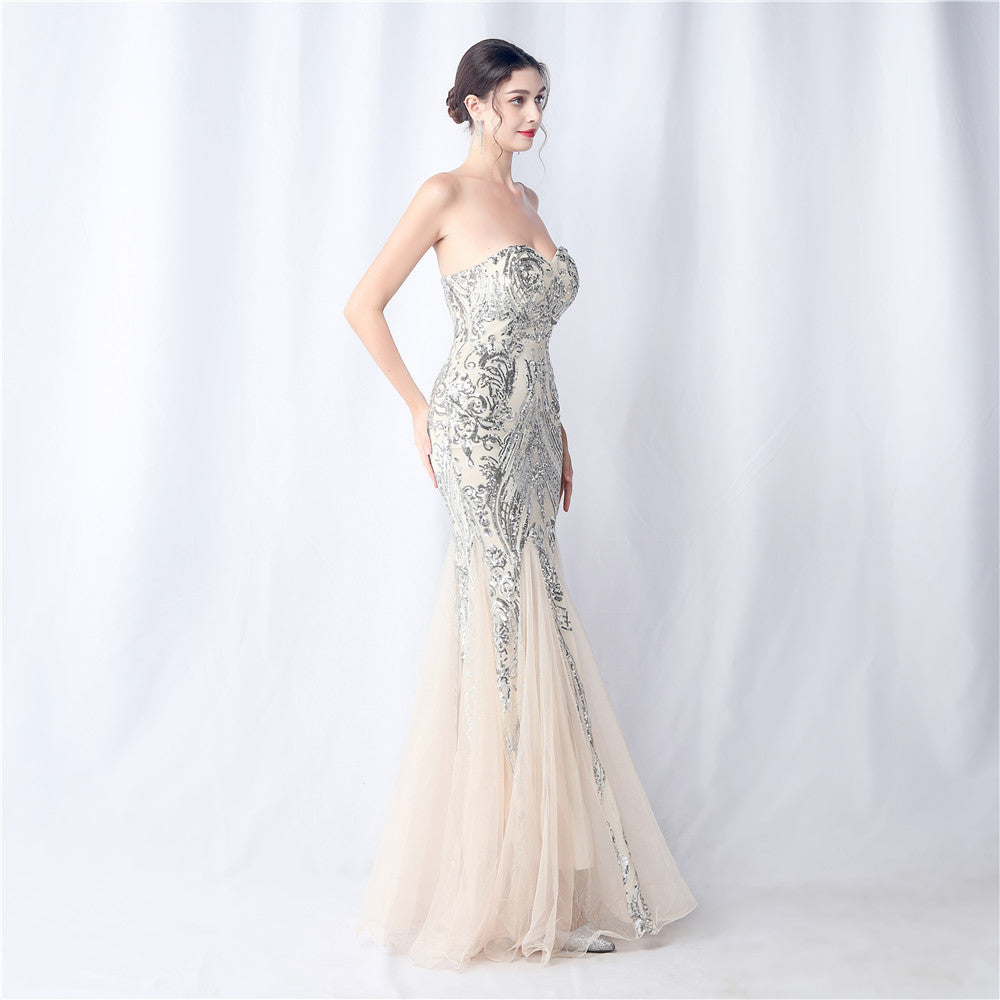 2024 Floral Sequin & Tulle Gown for Weddings & Banquets