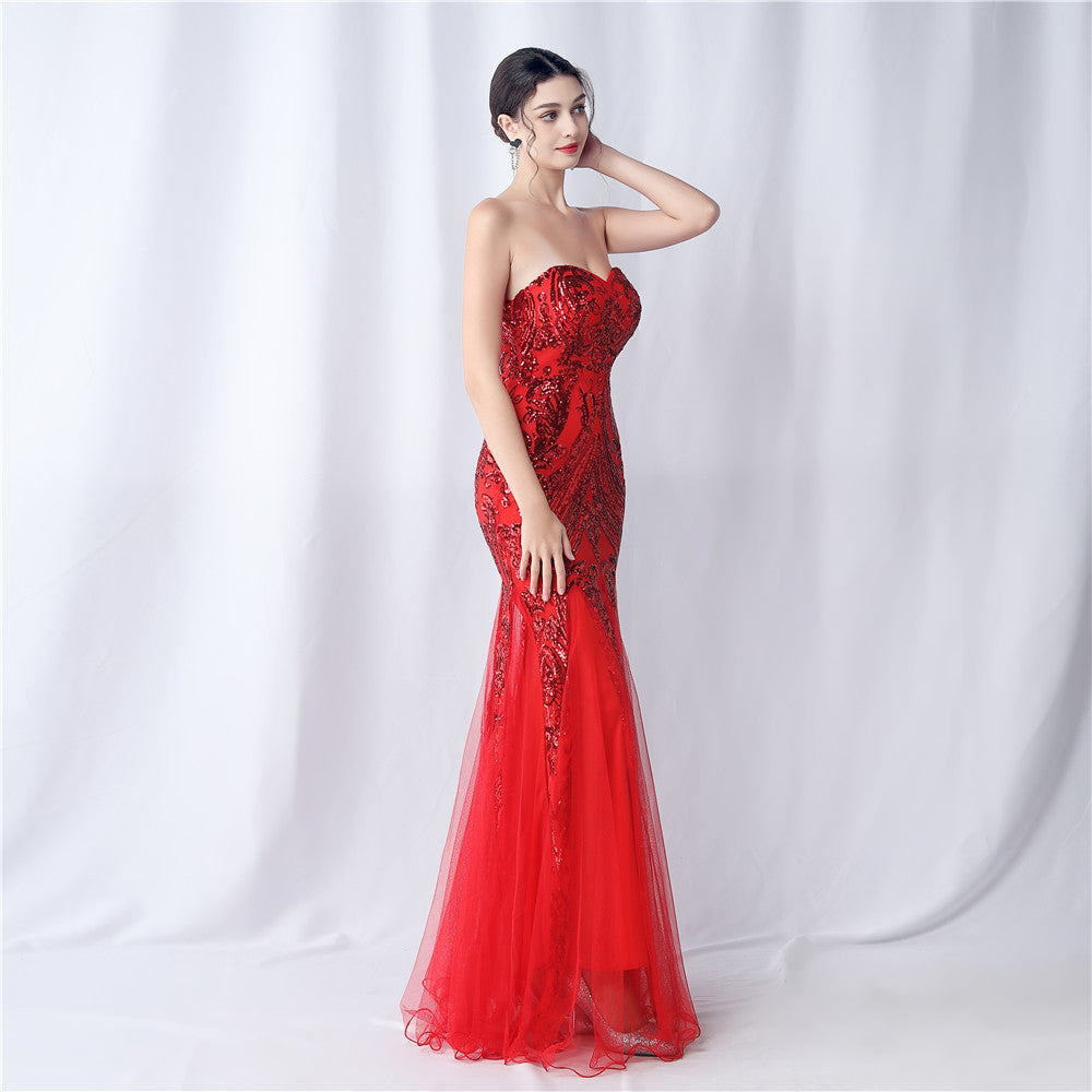 2024 Floral Sequin & Tulle Gown for Weddings & Banquets