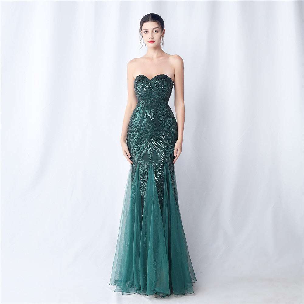 2024 Floral Sequin & Tulle Gown for Weddings & Banquets