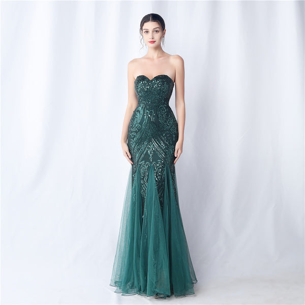 2024 Floral Sequin & Tulle Gown for Weddings & Banquets