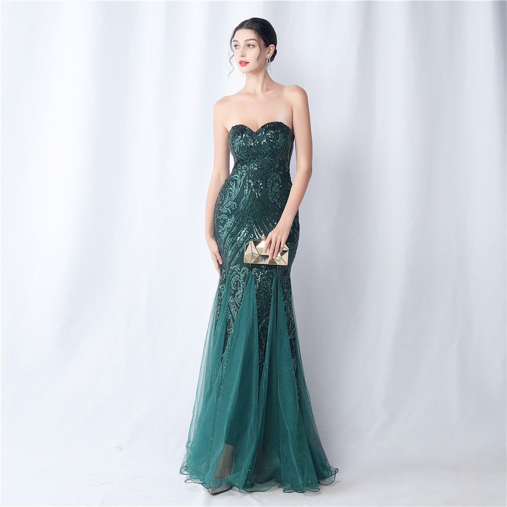 2024 Floral Sequin & Tulle Gown for Weddings & Banquets