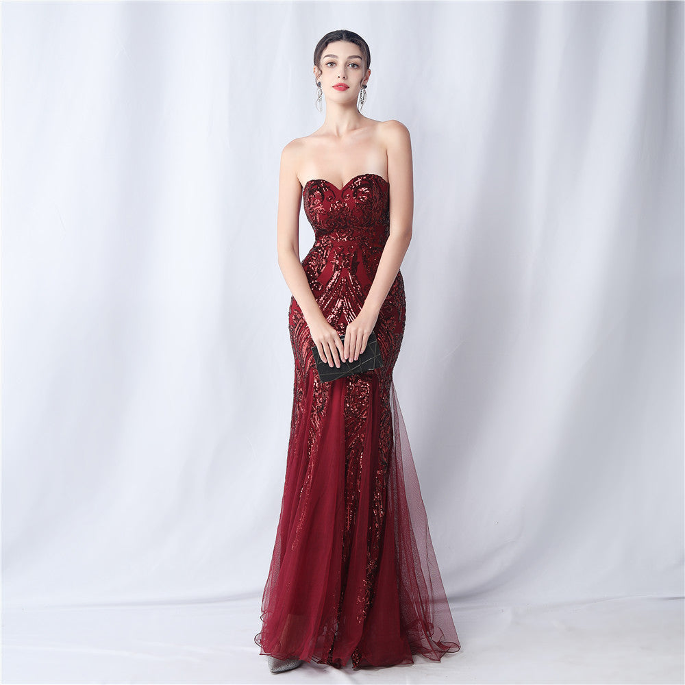 2024 Floral Sequin & Tulle Gown for Weddings & Banquets