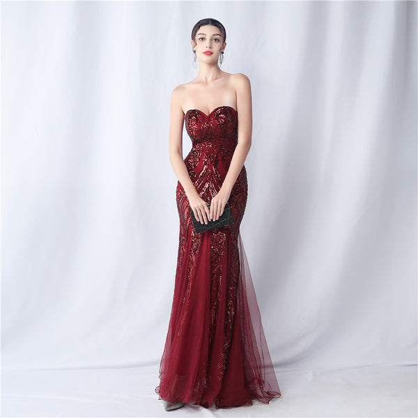 2024 Floral Sequin & Tulle Gown for Weddings & Banquets